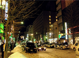 삿포로 중심가의 겨울
