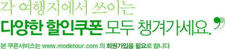 각 여행지에서 쓰이는 다양한 할인쿠폰 모두 챙겨가세요
